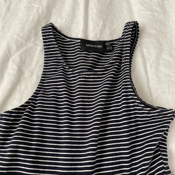 MINKPINK XS Black & White Striped Skater Dress Mini - Picture 3 of 5